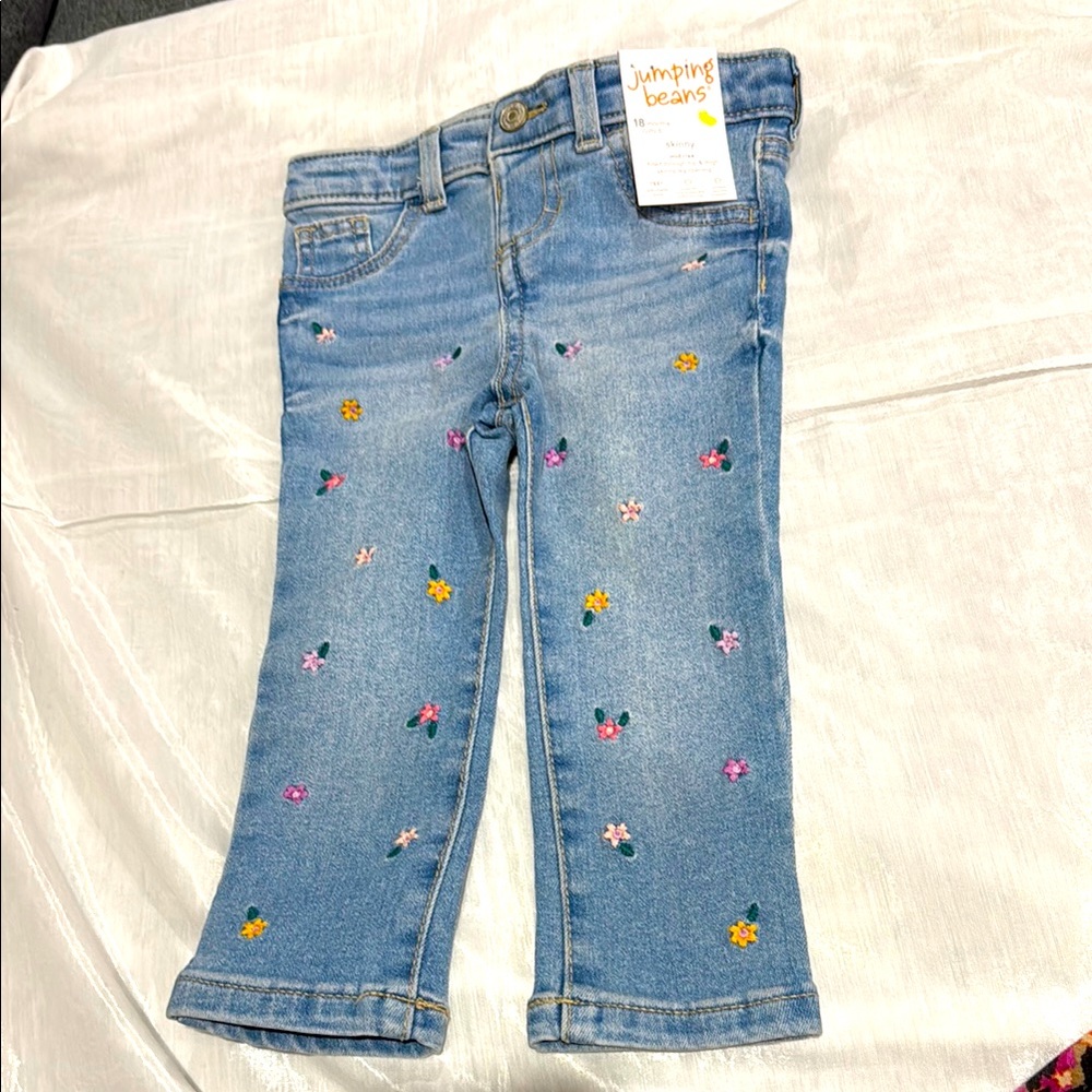 Jumping Beans Kids' Blue Embroidered Jeans